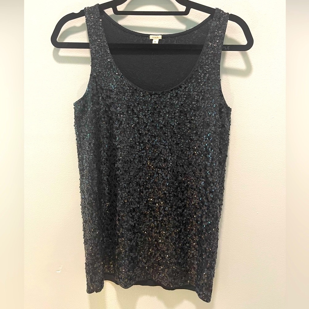 J. Crew Black Sequin Sleeveless Tank Top | Women’s Size Medium